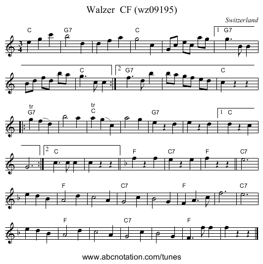 Walzer  CF (wz09195) - staff notation