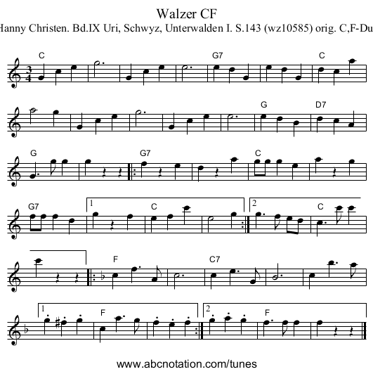 Walzer CF - staff notation
