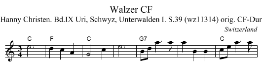 Walzer CF - staff notation