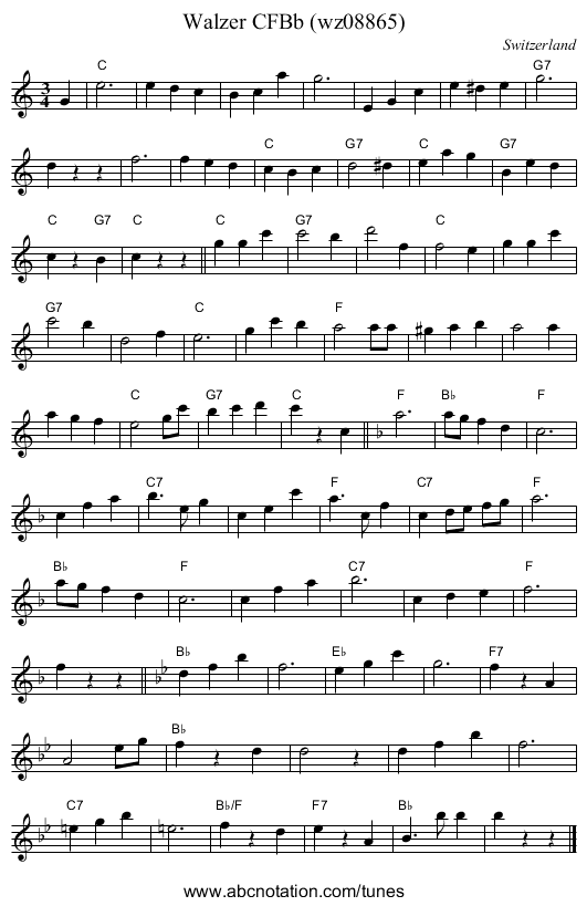 Walzer CFBb (wz08865) - staff notation
