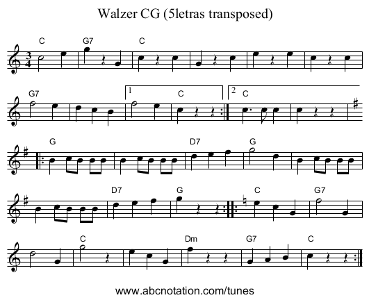 Walzer CG (5letras transposed) - staff notation