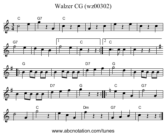 Walzer CG (wz00302) - staff notation