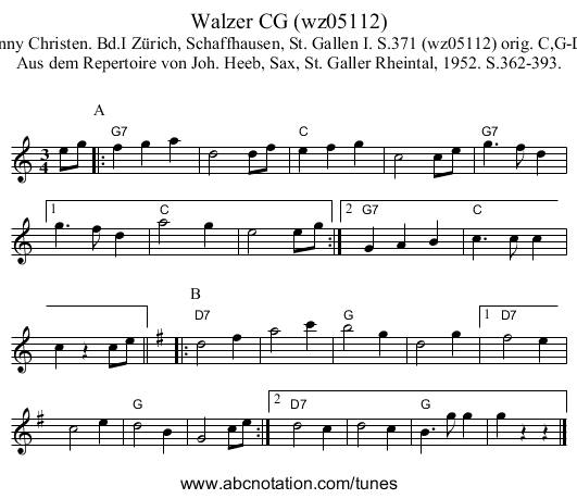 Walzer CG (wz05112) - staff notation