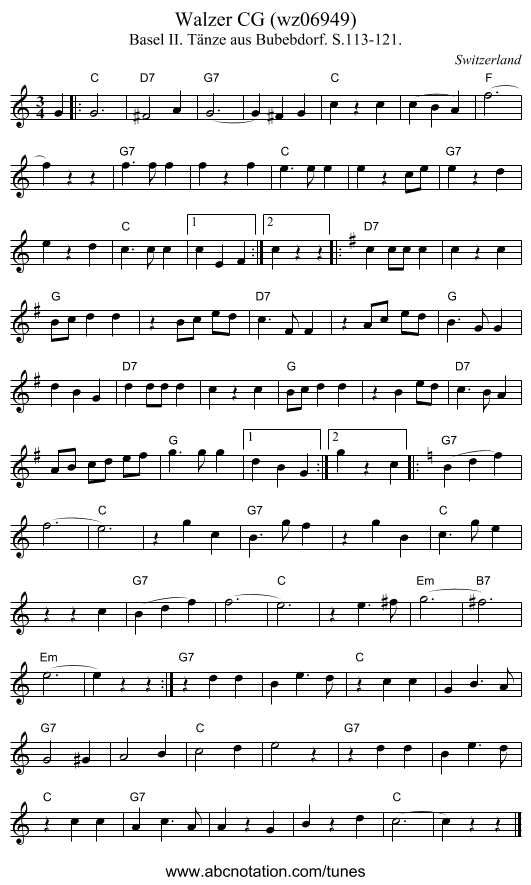 Walzer CG (wz06949) - staff notation