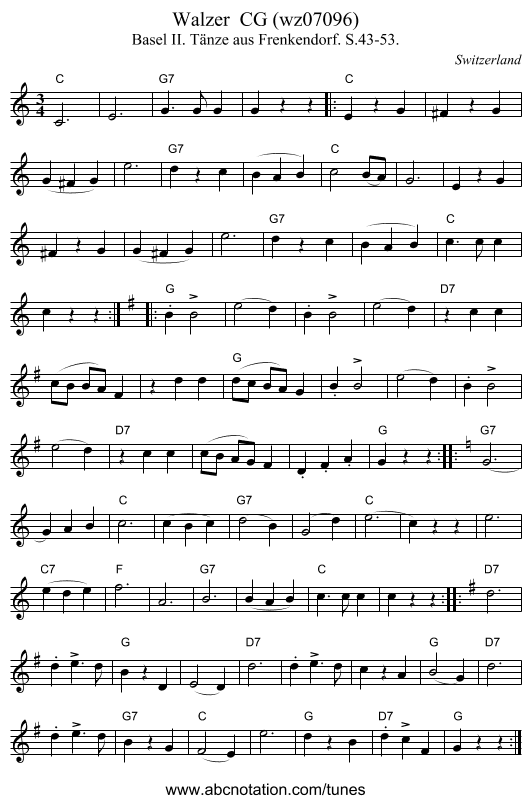 Walzer  CG (wz07096) - staff notation