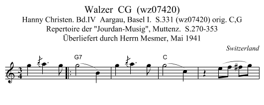 Walzer  CG  (wz07420) - staff notation