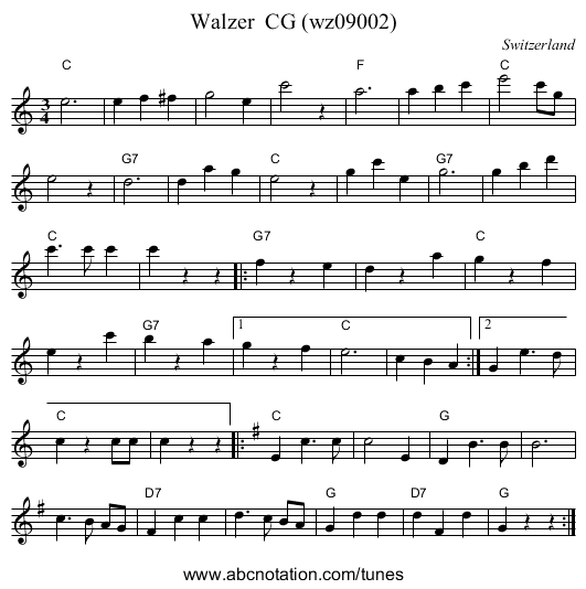 Walzer CG (wz09002) - staff notation