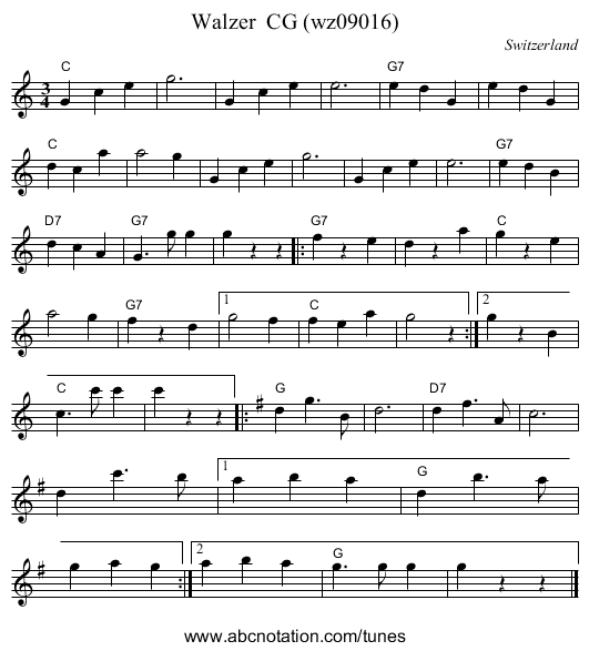 Walzer  CG (wz09016) - staff notation