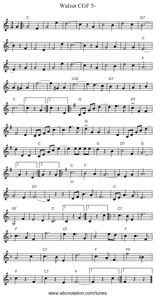 Walzer CGF 5- - staff notation