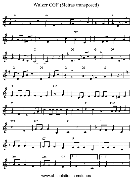 Walzer CGF (5letras transposed) - staff notation