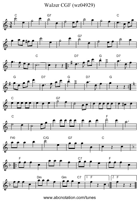Walzer CGF (wz04929) - staff notation
