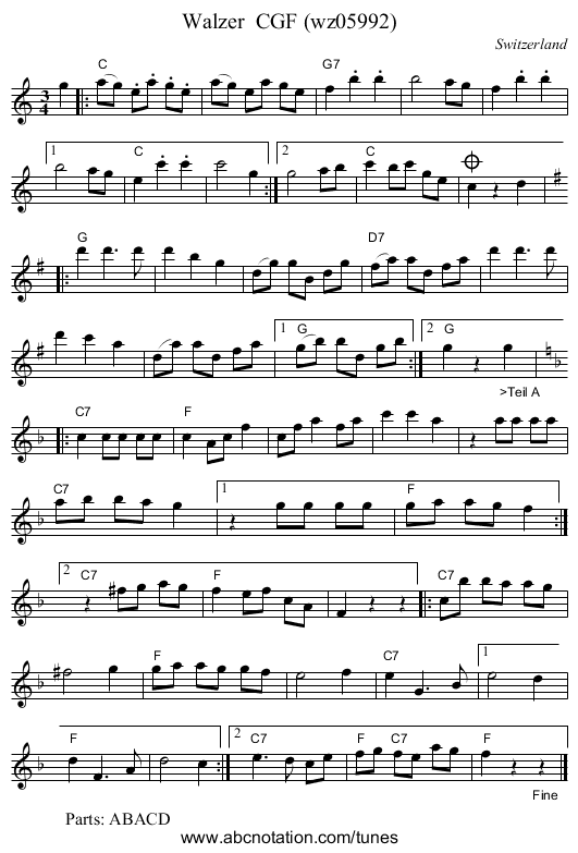 Walzer  CGF (wz05992) - staff notation