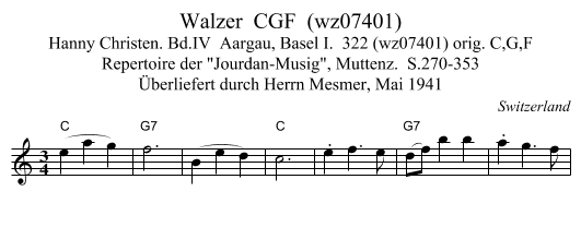 Walzer  CGF  (wz07401) - staff notation