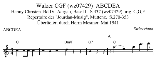 Walzer CGF (wz07429)  ABCDEA - staff notation
