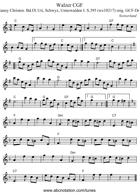 Walzer CGF - staff notation