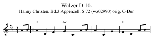 Walzer D 10- - staff notation