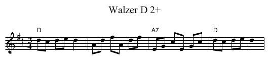 Walzer D 2+ - staff notation