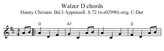 Walzer D chords - staff notation