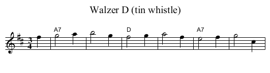 Walzer D (tin whistle) - staff notation