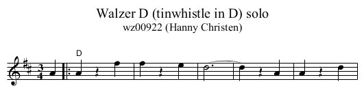 Walzer D (tinwhistle in D) solo - staff notation
