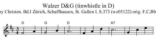 Walzer D&G (tinwhistle in D) - staff notation