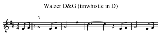 Walzer D&G (tinwhistle in D) - staff notation
