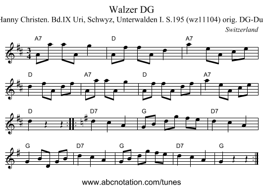 Walzer DG - staff notation