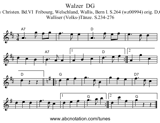 Walzer  DG - staff notation