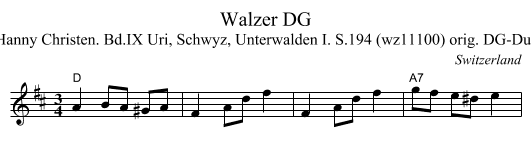 Walzer DG - staff notation
