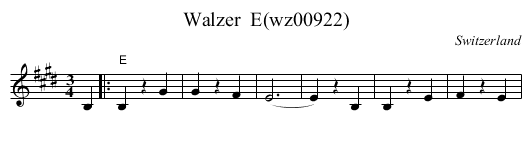 Walzer  E(wz00922) - staff notation