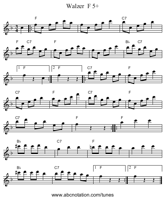 Walzer  F 5+ - staff notation