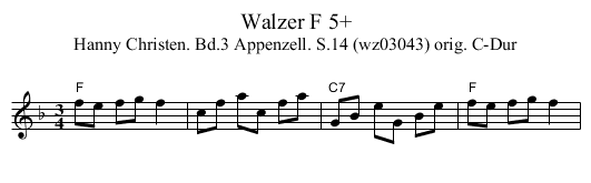 Walzer F 5+ - staff notation