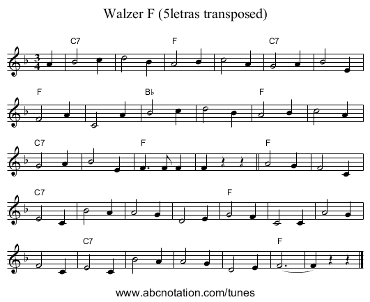Walzer F (5letras transposed) - staff notation