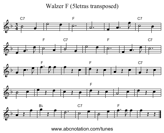 Walzer F (5letras transposed) - staff notation