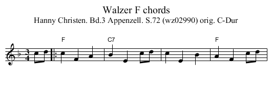 Walzer F chords - staff notation