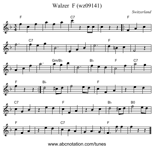 Walzer F (wz09141) - staff notation