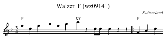 Walzer  F (wz09141) - staff notation