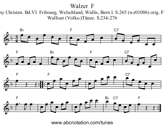 Walzer  F - staff notation