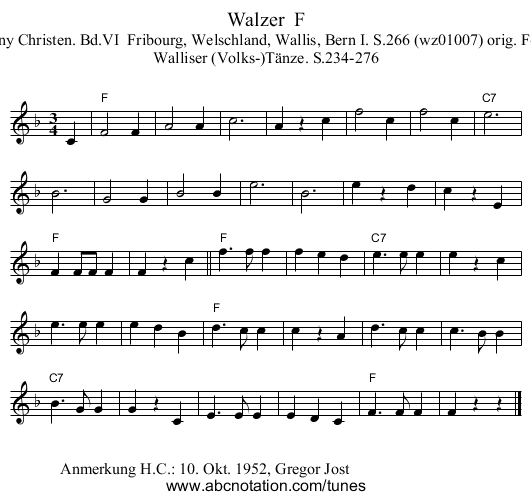 Walzer  F - staff notation
