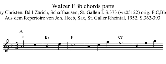 Walzer FBb chords parts - staff notation