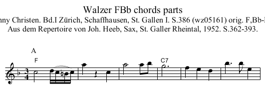 Walzer FBb chords parts - staff notation