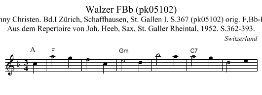 Walzer FBb (pk05102) - staff notation