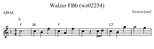 Walzer FBb (wz02254) - staff notation