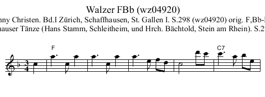Walzer FBb (wz04920) - staff notation