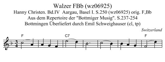 Walzer FBb (wz06925) - staff notation