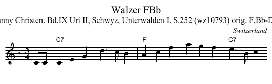 Walzer FBb - staff notation