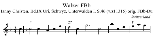 Walzer FBb - staff notation