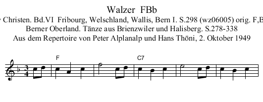 Walzer  FBb - staff notation