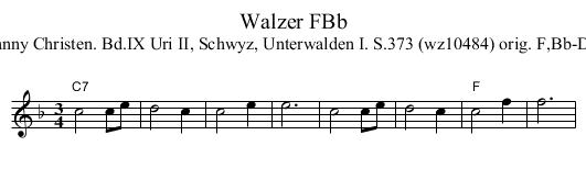Walzer FBb - staff notation