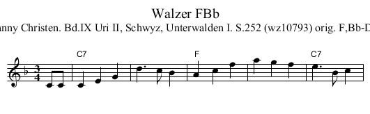 Walzer FBb - staff notation